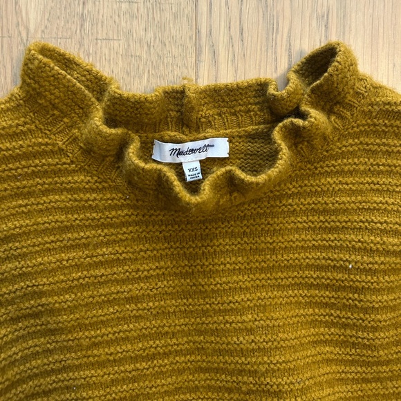 Madewell Ruffle-Trim Ribbed Sweater in Marigold Yellow - Picture 3 of 6